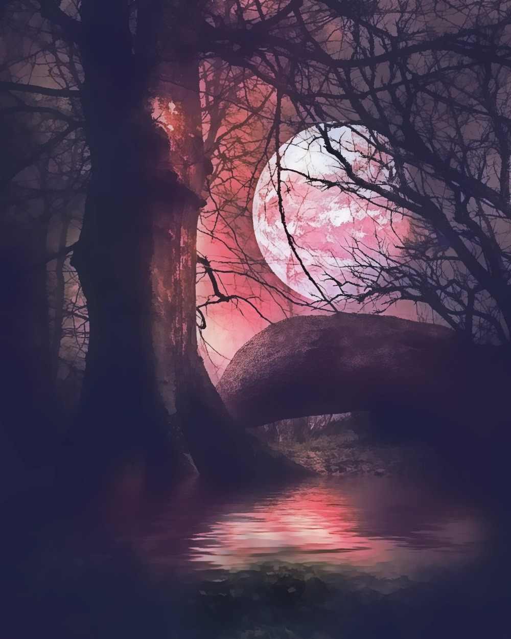 Gatyztoire-Hand-painted Paysca Moon Digital Oil Painting, Painting On Canvas, Unique Gift, Home Decoration