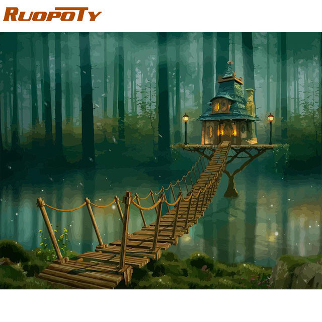 Gatyztoire-Hand-painted Paysca Moon Digital Oil Painting, Painting On Canvas, Unique Gift, Home Decoration