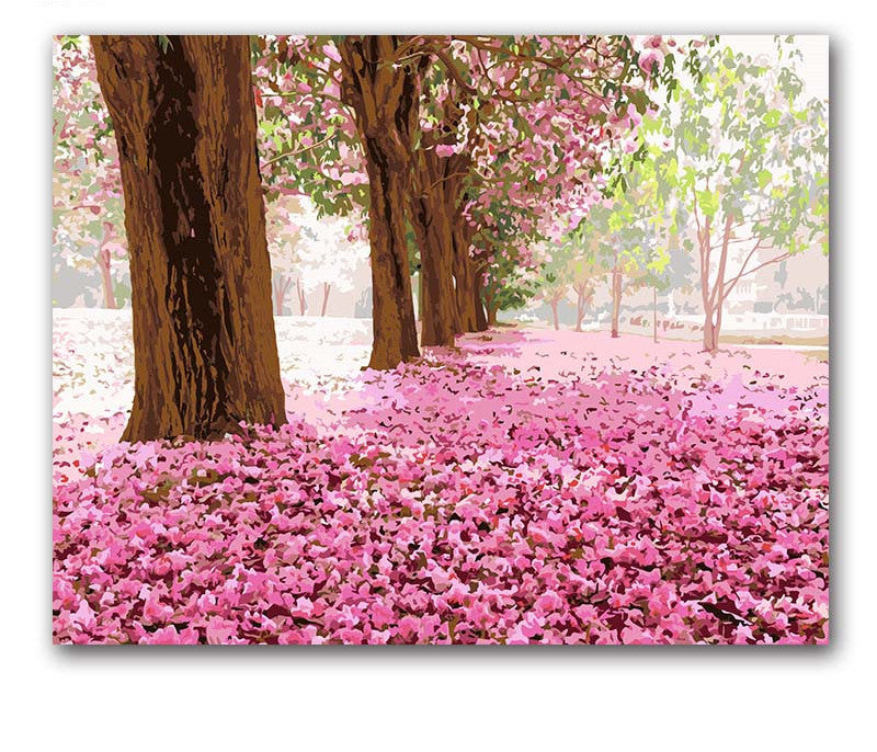 Color By Number Love Tree Landscape Modular Canvas Oil Painting