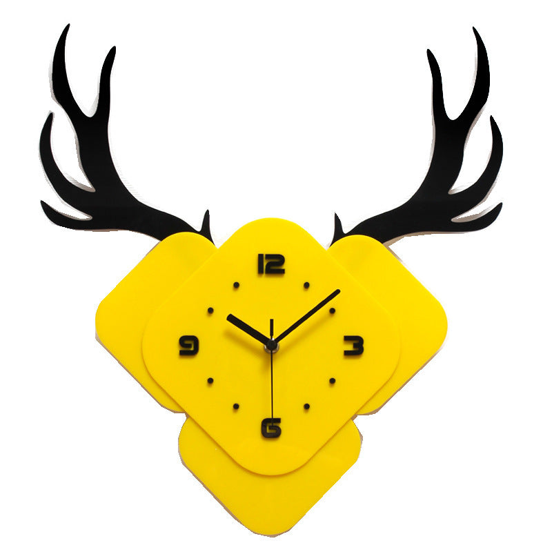 Net Red Clock Nordic Swing Decoration Water Drop Cow Dog Deer Head Wall Clock Living Room Home Fashion Clock Wall