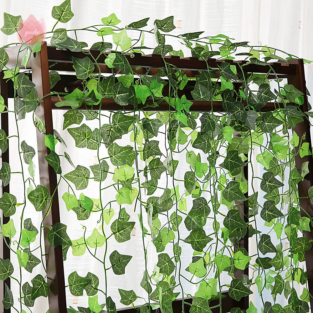 Green Silk Artificial Hanging Leaf Garland Plants Vine Leaves Diy For Home Wedding Party Bathroom Garden Decoration