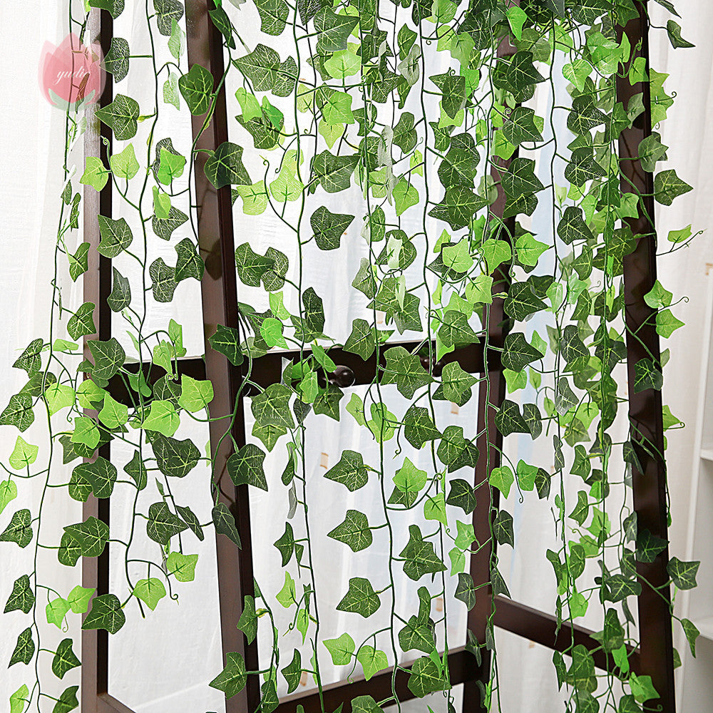 Green Silk Artificial Hanging Leaf Garland Plants Vine Leaves Diy For Home Wedding Party Bathroom Garden Decoration