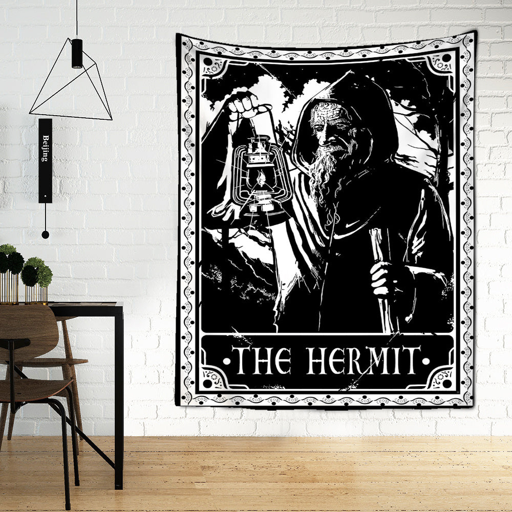 Black Tarot Cards Tapestry Wall Hanging Moon Star Medieval Europe Divination Hippie Tapiz Tapestry for Home Decor