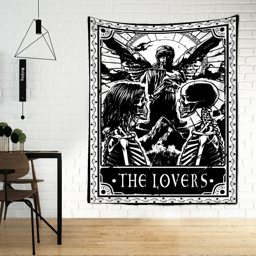 Black Tarot Cards Tapestry Wall Hanging Moon Star Medieval Europe Divination Hippie Tapiz Tapestry for Home Decor