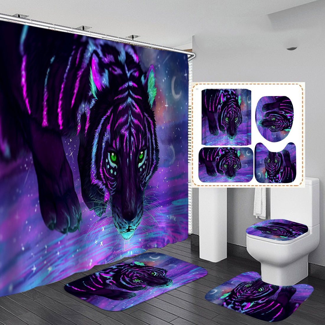 New Product Digital Printing Waterproof Polyester Shower Curtain