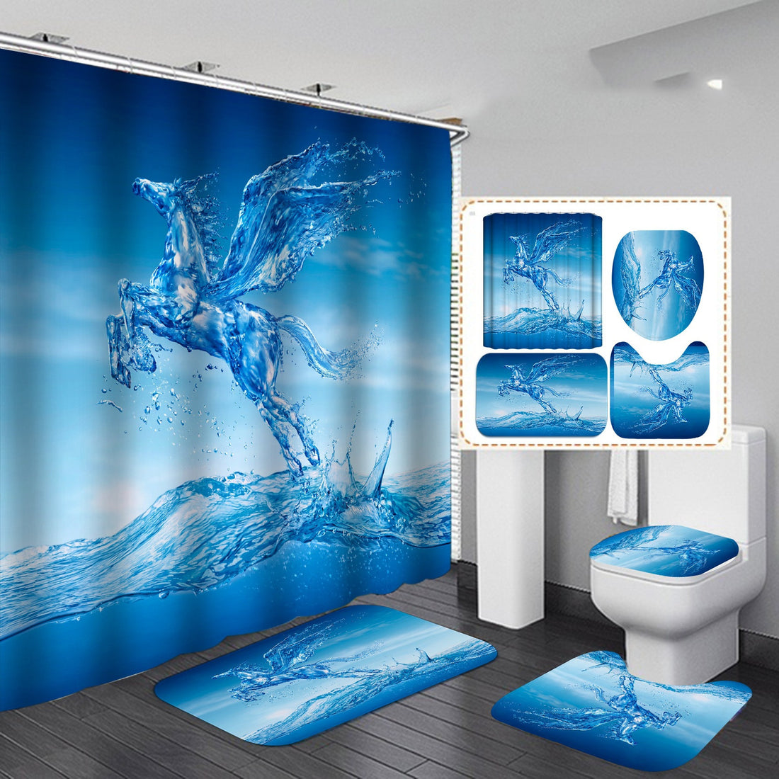 New Product Digital Printing Waterproof Polyester Shower Curtain