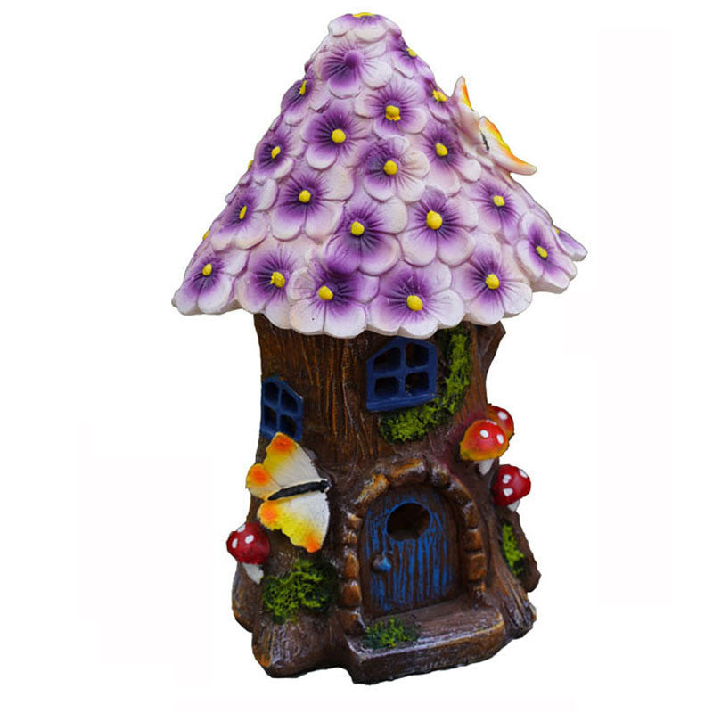 Solar Decoration Creative Resin Small House Outdoor Balcony