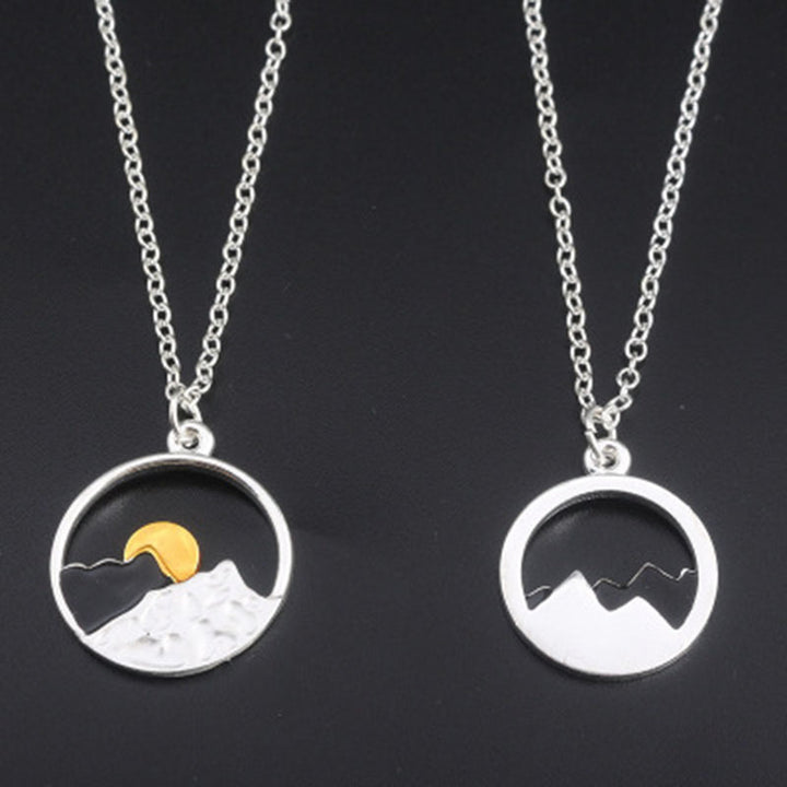 Wish card alloy necklace women men mountain peak sun gold color silver color pendant necklace engagement jewelry