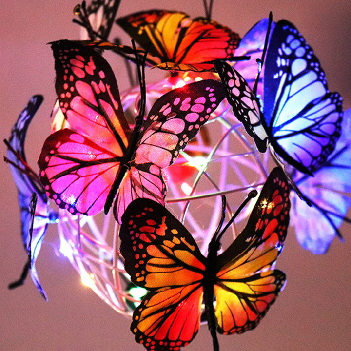 LED Solar Light Luminous Butterfly Ball Waterproof Outdoor Garden Lawn Stakes Lamps Yard Art For Home Courtyard Decoration