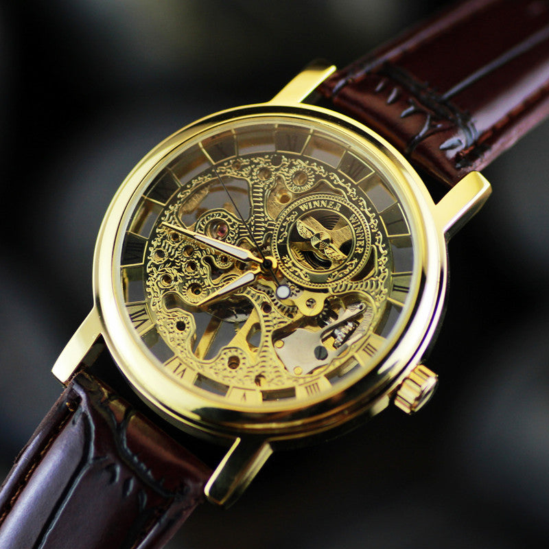 Hot Selling Men Mechanical Watch PU Belt