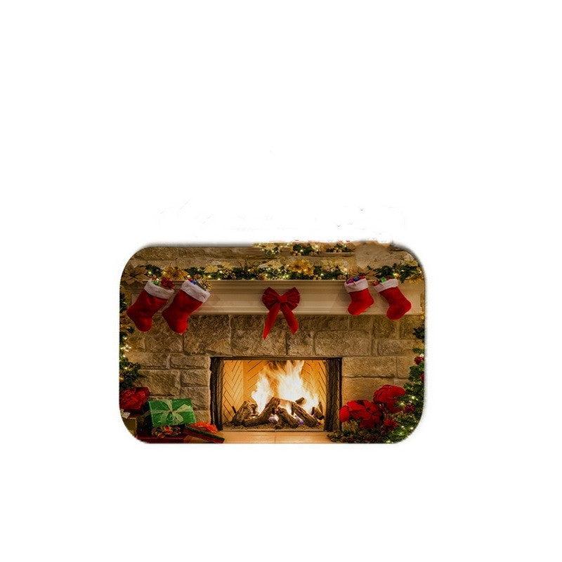 Christmas fireplace shower curtain