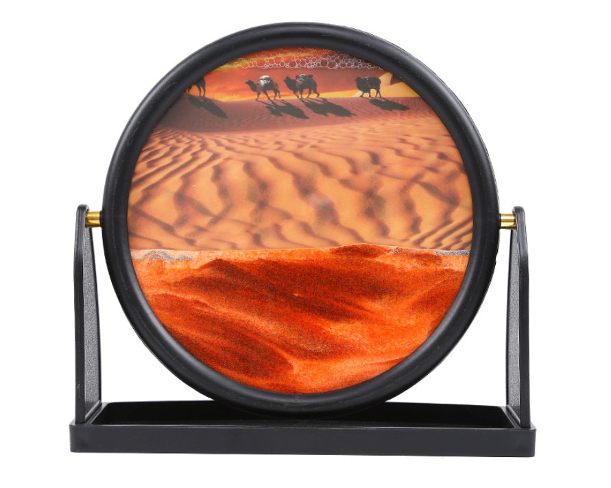 Best selling boutique round 3d desert landscape series glass sand painting home decoration crafts custom wholesale