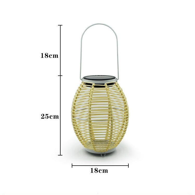 Outdoor Courtyard Garden Lawn Solar Energy Rattan-weaved Ceiling Lamp