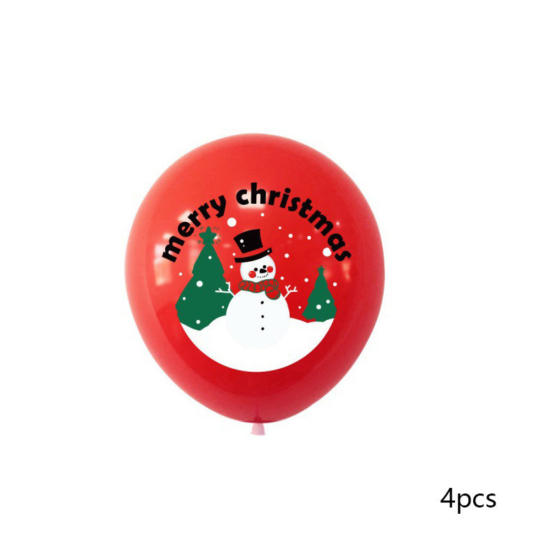 New Christmas Theme 12-inch Latex Printed Balloon Elk Santa Claus Home Store Christmas Decoration