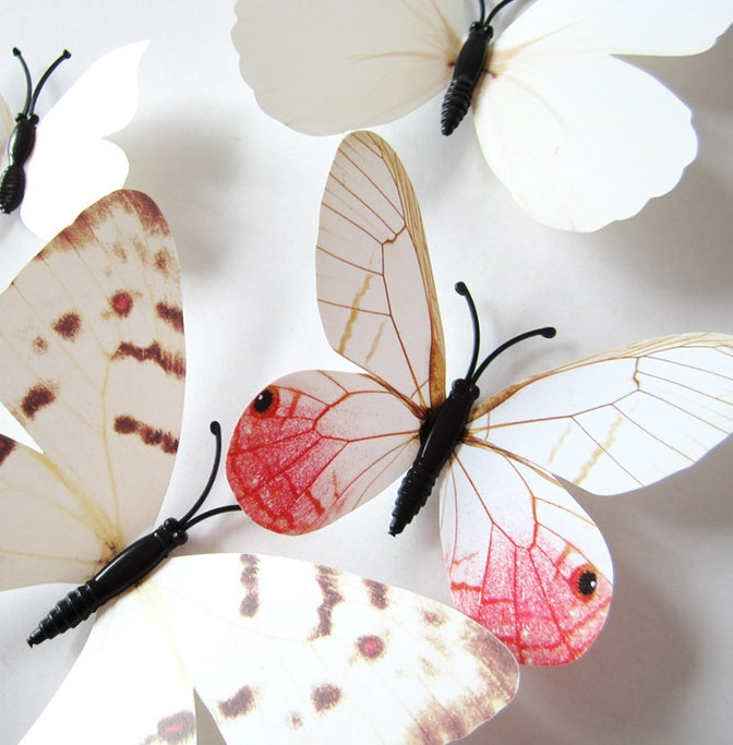 3D simulation butterfly 12 set home decoration ornaments factory direct single layer butterfly H-003 white