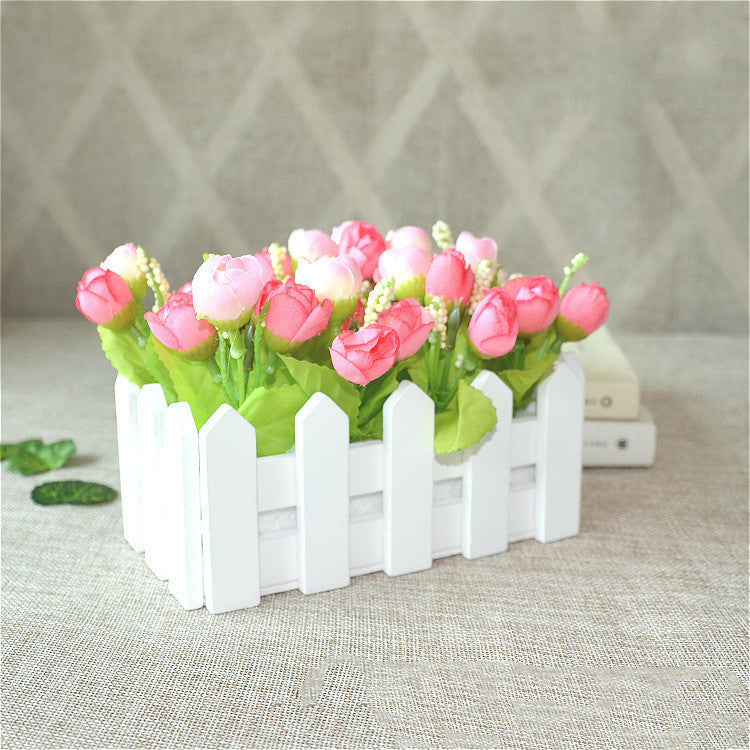 Wooden fence simulation flower set decoration home