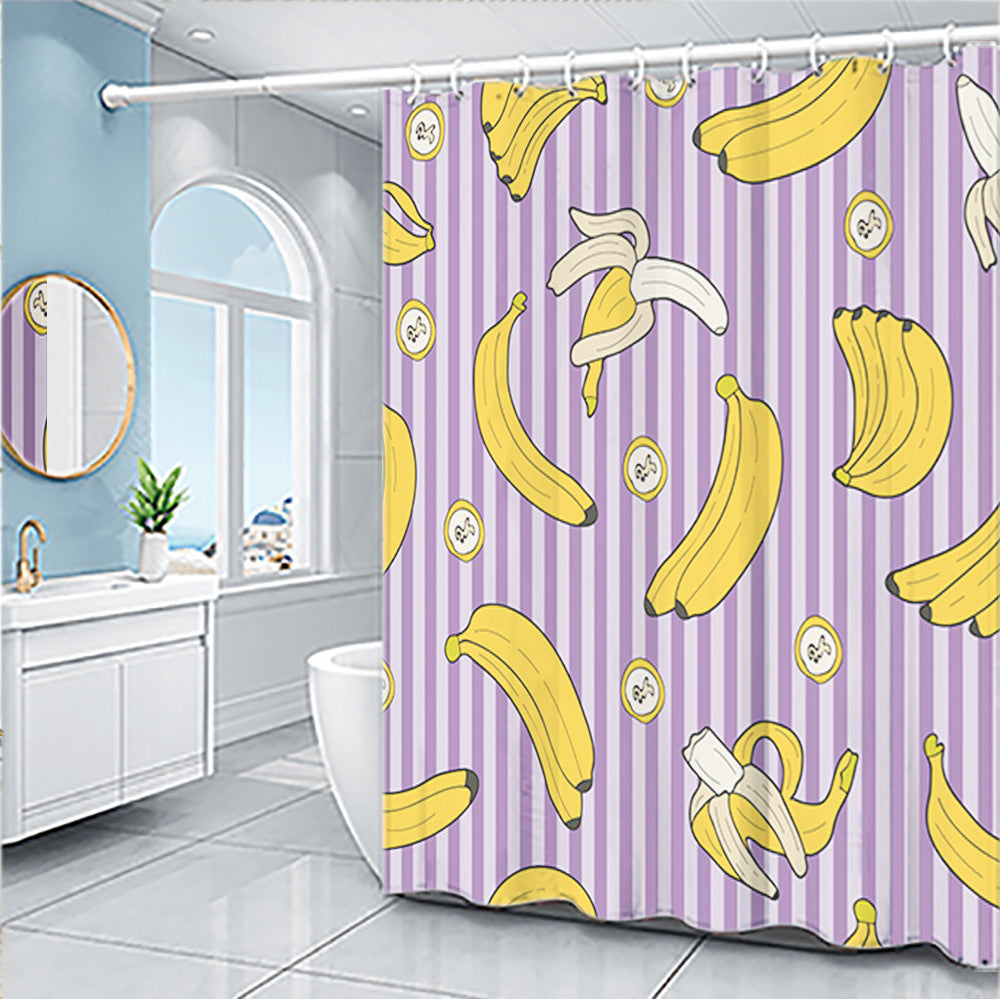 Cartoon Fruit Series Shower Curtain Set