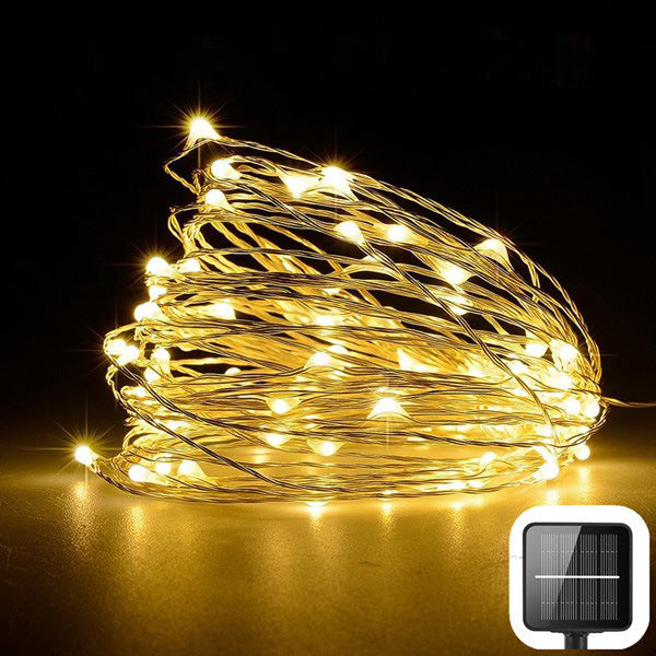 100 200led solar copper wire string light