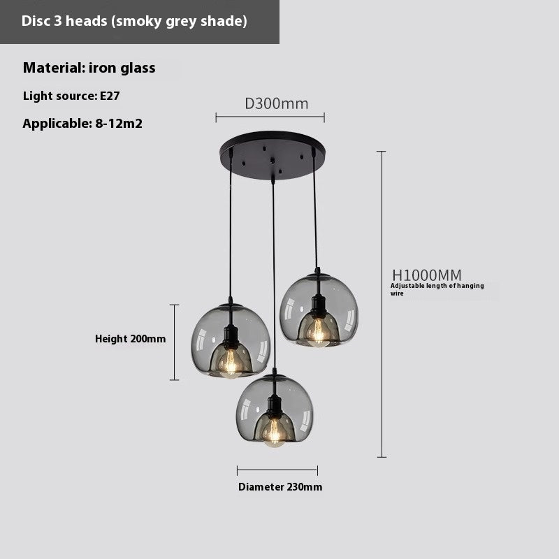 Nordic Creative Restaurant Chandelier Modern Simple Personality Minimalist Bar Small Droplight Three-head Glass Dining Table Lamps