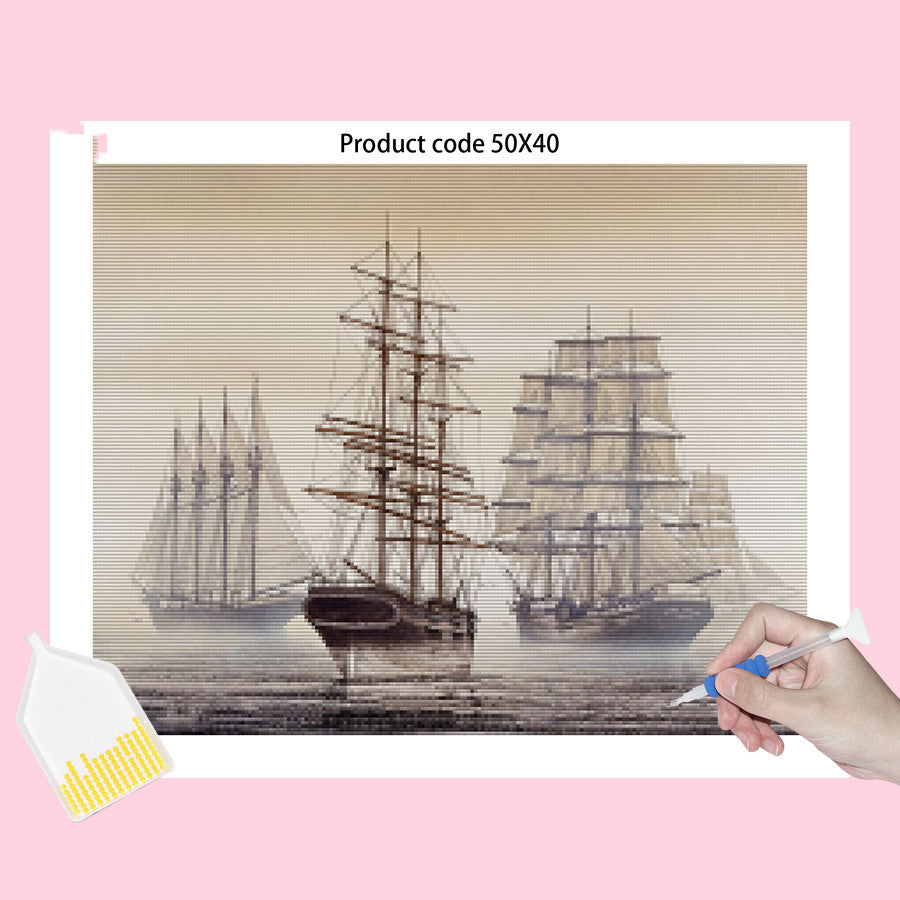 Rhinestone Embroidery Marine Sailing Home Decoration