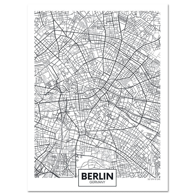 Fashion Home Decoration City Map Canvas Painting