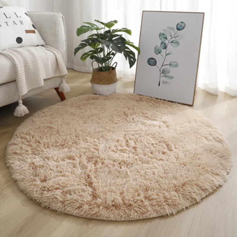 Super Soft Plush Round Rug Mat Fluffy White Carpets For Living Room Home Decor Bedroom Kid Room Decoration Salon Thick Pile Rug