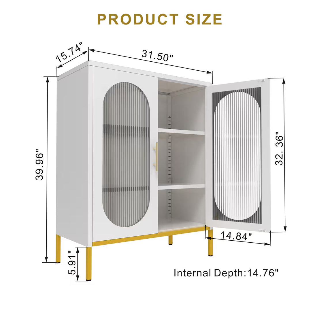 Fluted Glass 2-Door Cabinet