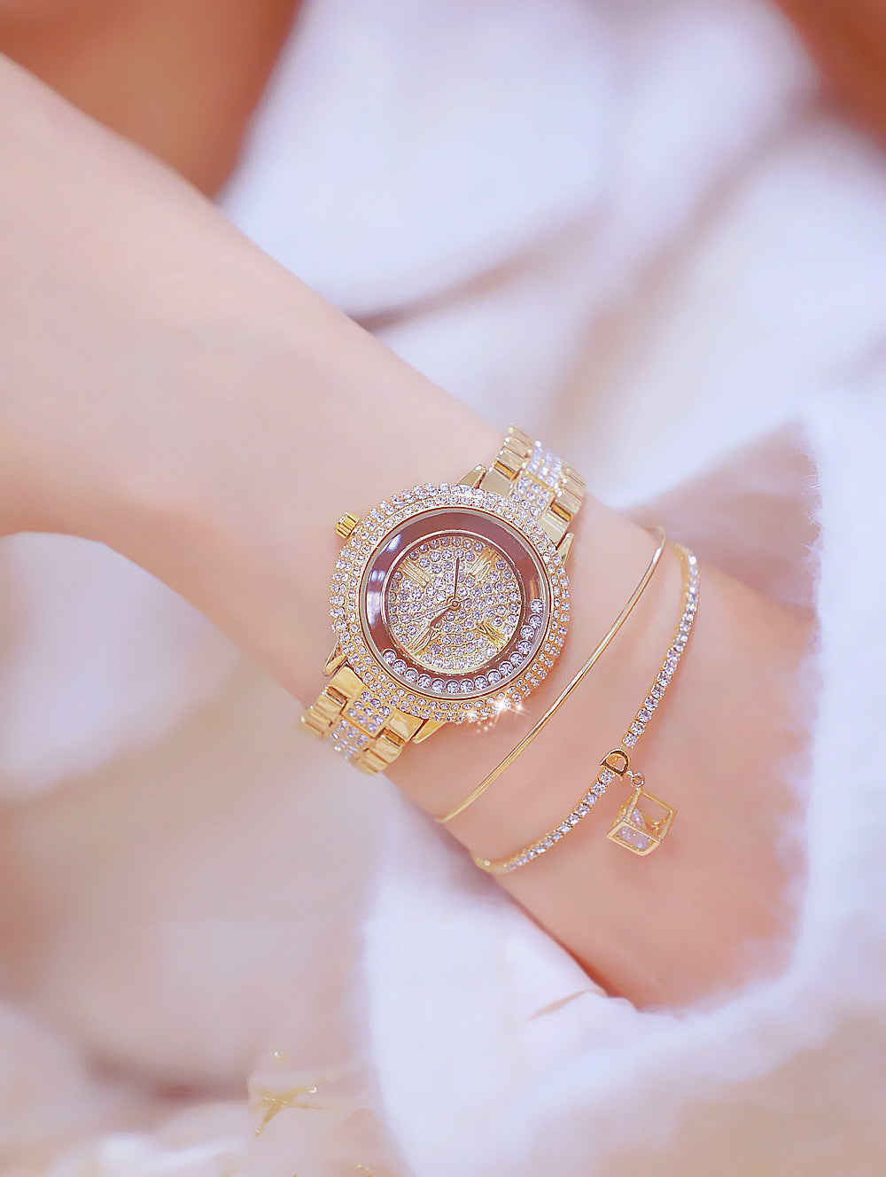 Full Rhinestone Bead Quartz Watch