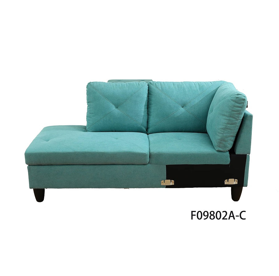 Light Blue Linen 3-Piece Living Room Sofa Set