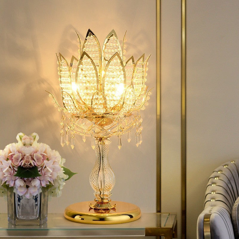 Lotus Zen Golden Crystal Lamp