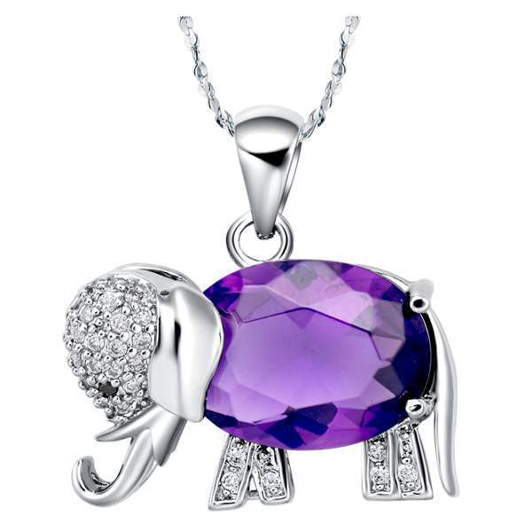 Foreign trade Necklace 925 silver plated 18K Gold Pendant Fashion European elephant diamond super flash