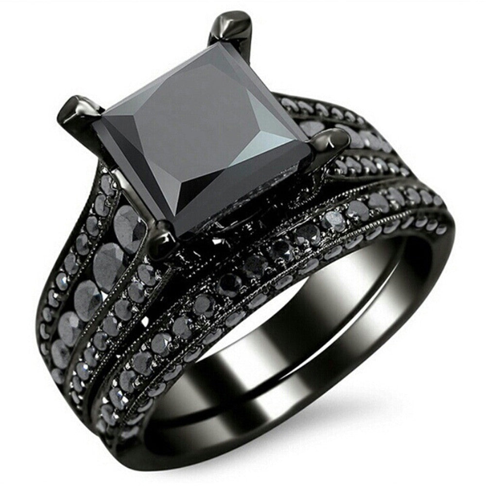 Black gold-plated vintage men's and women's ring ring