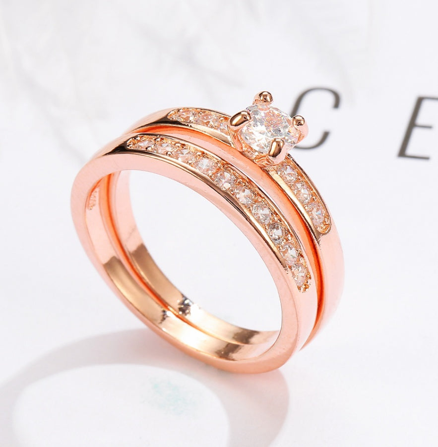 Rose gold ring with diamonds