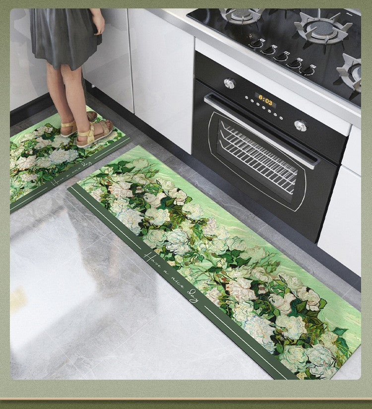 Kitchen New Diatom Mud Absorbent Oil-absorbing Foot Mats Non-slip Dirt-resistant Carpet