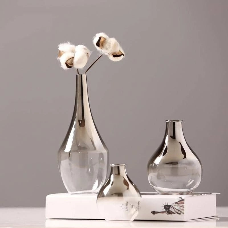 Silver Gradient Style Home Decoration Glass Vase