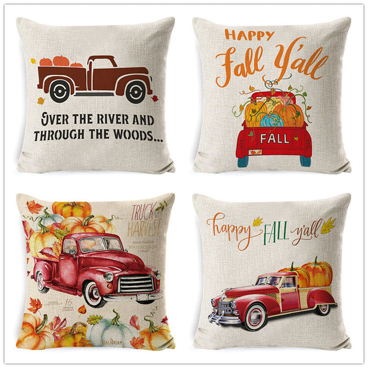 Thanksgiving pumpkin car sofa pillow