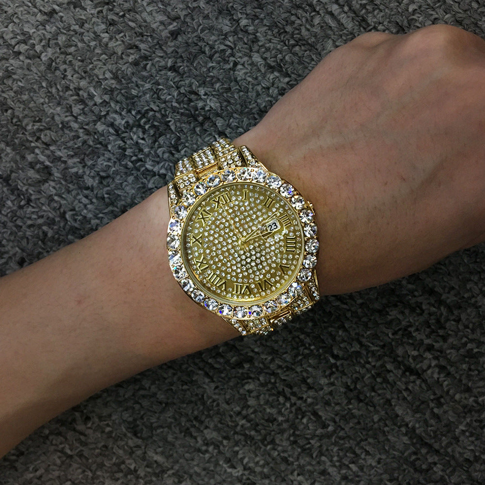 Full diamond waterproof quartz watch