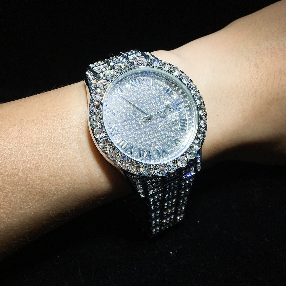 Full diamond waterproof quartz watch