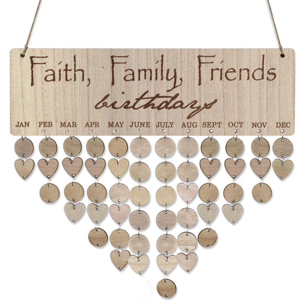 Wooden Calendar Birthday Party Home Decoration Pendant