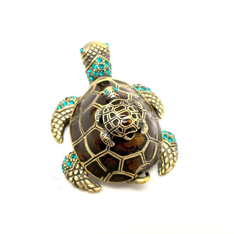 Turtle alloy enamel jewelry box