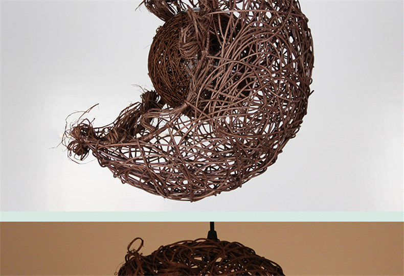 Pastoral Rattan Yestar Moon Chandelier