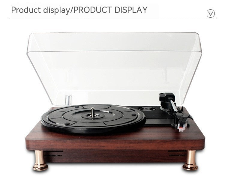 Vinyl Record Player Retro Mahogany Texture Phonograph