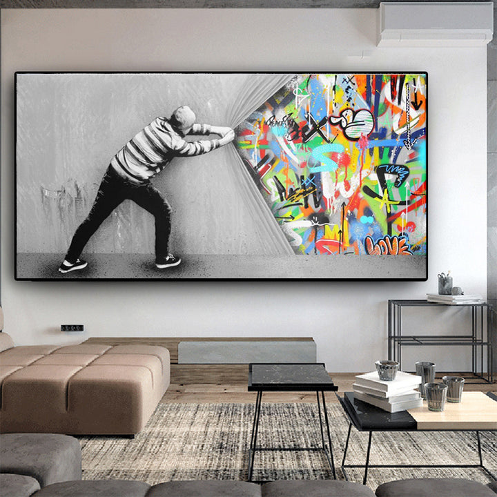 Street Graffiti Curtain Artist Home Decoration Painting