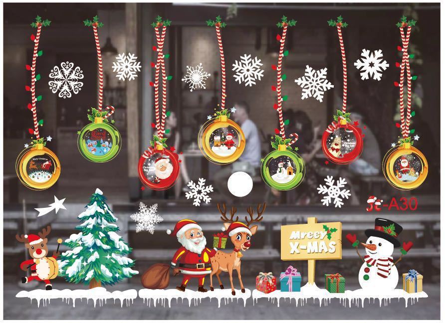 Christmas decorations store window stickers