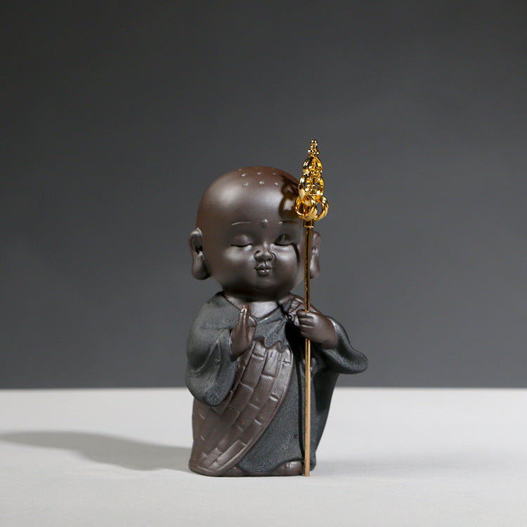 Purple Sand Ceramic Little Monk Home Decoration