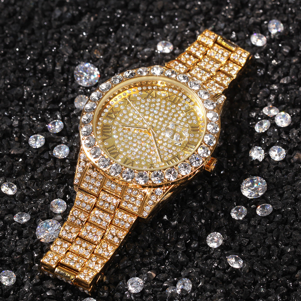 Full diamond waterproof quartz watch