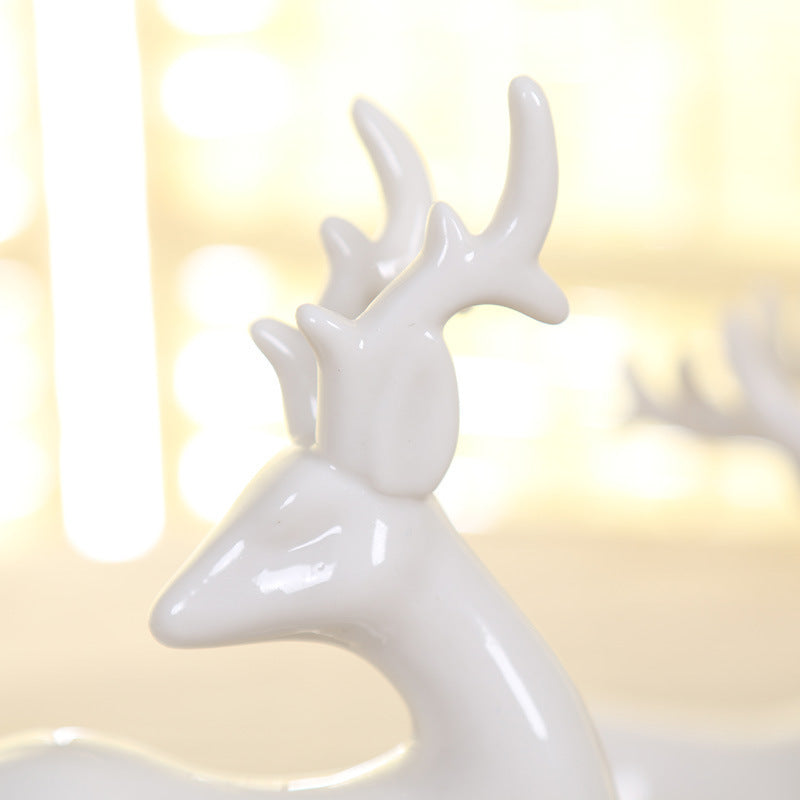 Creative Home White Ceramic Deer Decoration