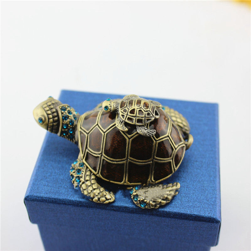 Turtle alloy enamel jewelry box