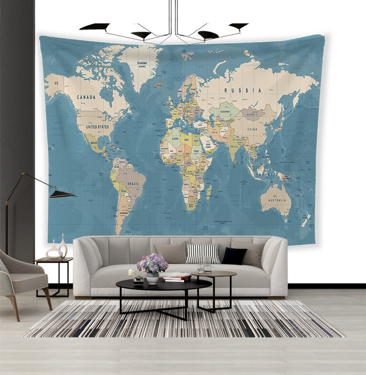 Hanging Cloth Retro Color Map Home Decoration