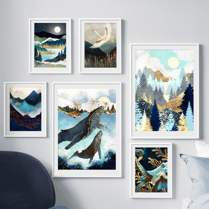 5D DIY Diamond Painting Abstract Whale Cloud Sea Mountain Full Diamond Mosaic Diamond Embroidery Cross Stitch Home Decoration